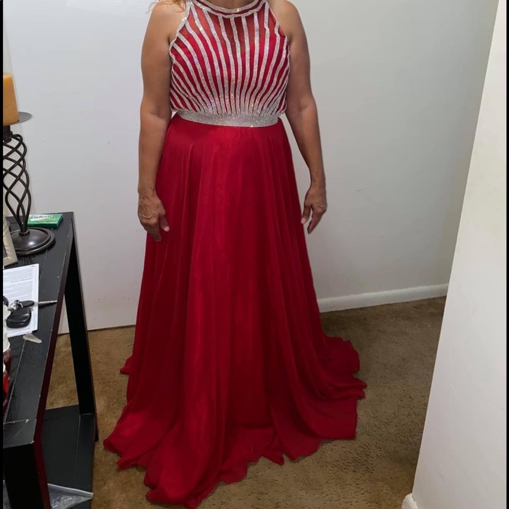 Red A-Line Prom or Pageant Gown
